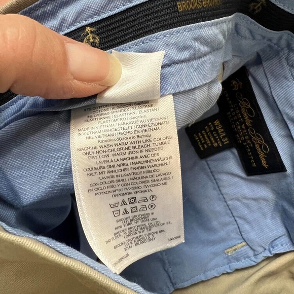 Brooks Brothers Mens Lightweight Chino Stretch Pants 34 Khaki Brown Elliot Fit - Picture 6 of 16
